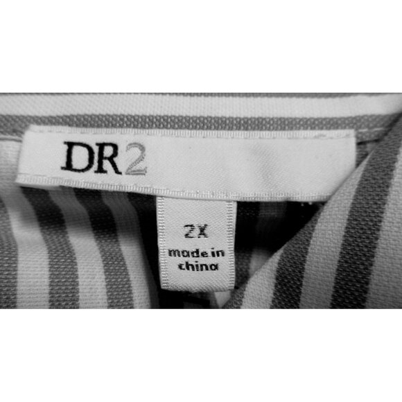 DR2 Daniel Rainn Dk Rose Pinstripe Ruffled Long Sleeve Button Up Shirt 2X NEW - Picture 5 of 9